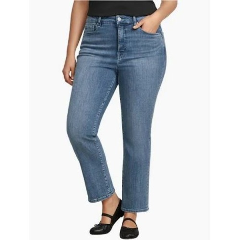 Good American Good Straight High Rise Jeans Blue Plus Size 24 Medium Wash